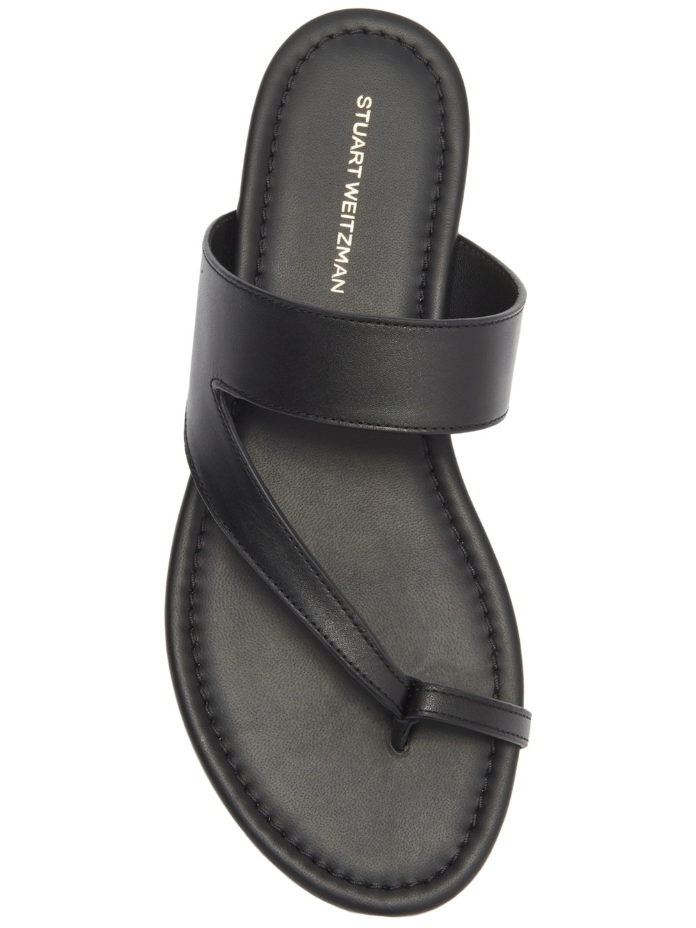 Stuart Weitzman Black Leather Toe-Loop Slide Sandal *RUNS SMALL half a size